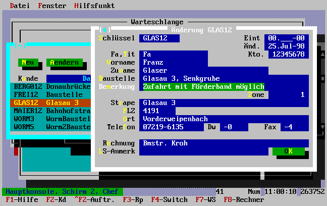 Kunden - Eingabedialogfenster